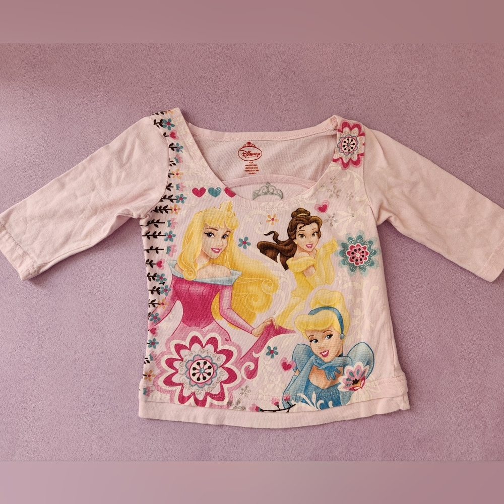 Disney Princess Long Sleeve Shirt - Pink and White